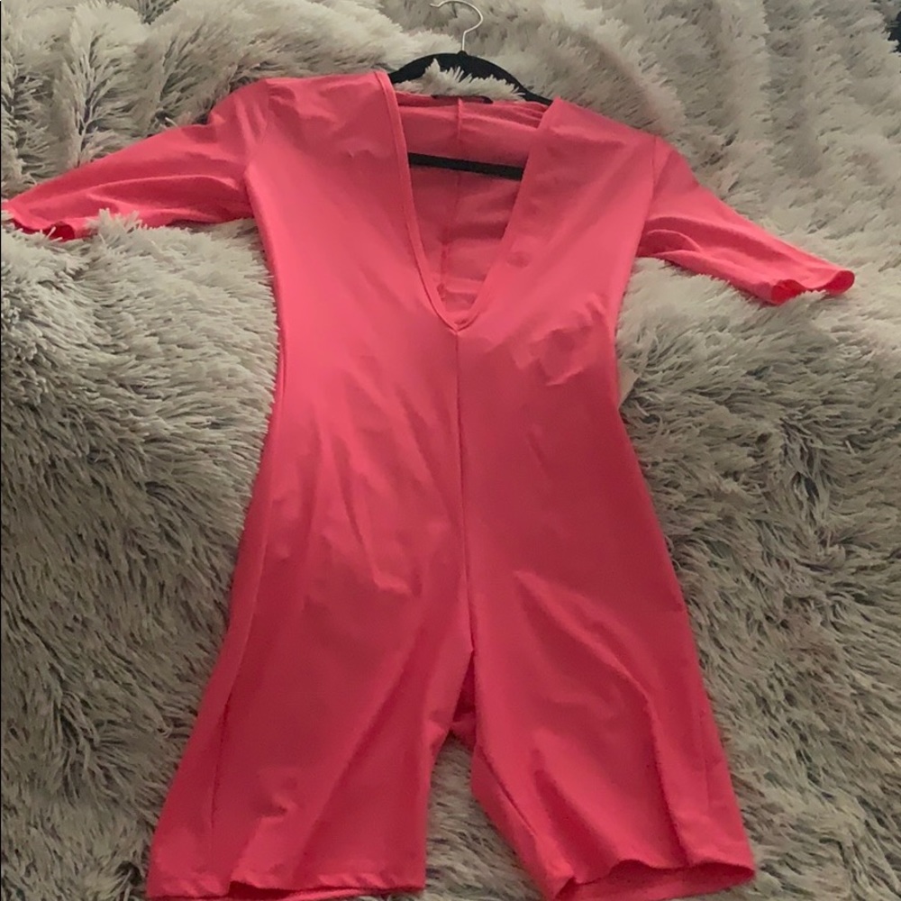 Pink V Kneck Neon Romper !
